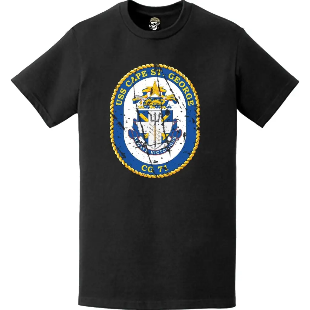 Distressed USS Cape St. George (CG-71) Ship's Crest Logo T-Shirt Tactically Acquired   