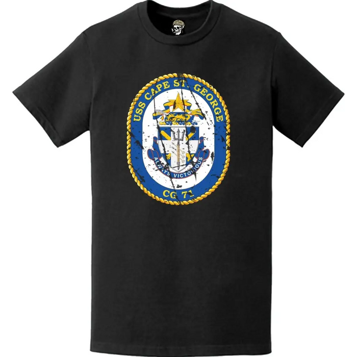 Distressed USS Cape St. George (CG-71) Ship's Crest Logo T-Shirt Tactically Acquired   