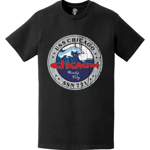 Distressed USS Chicago (SSN-721) Logo T-Shirt Tactically Acquired   