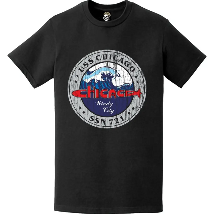 Distressed USS Chicago (SSN-721) Logo T-Shirt Tactically Acquired   