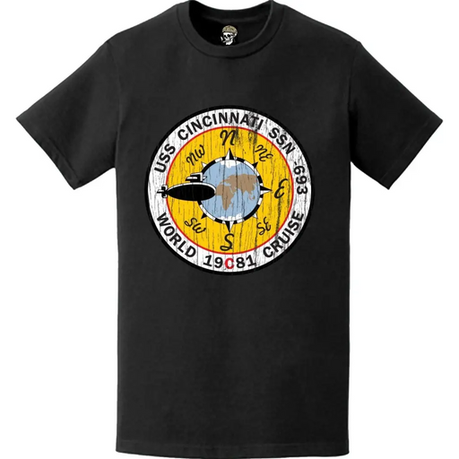 Distressed USS Cincinnati (SSN-693) Logo T-Shirt Tactically Acquired   