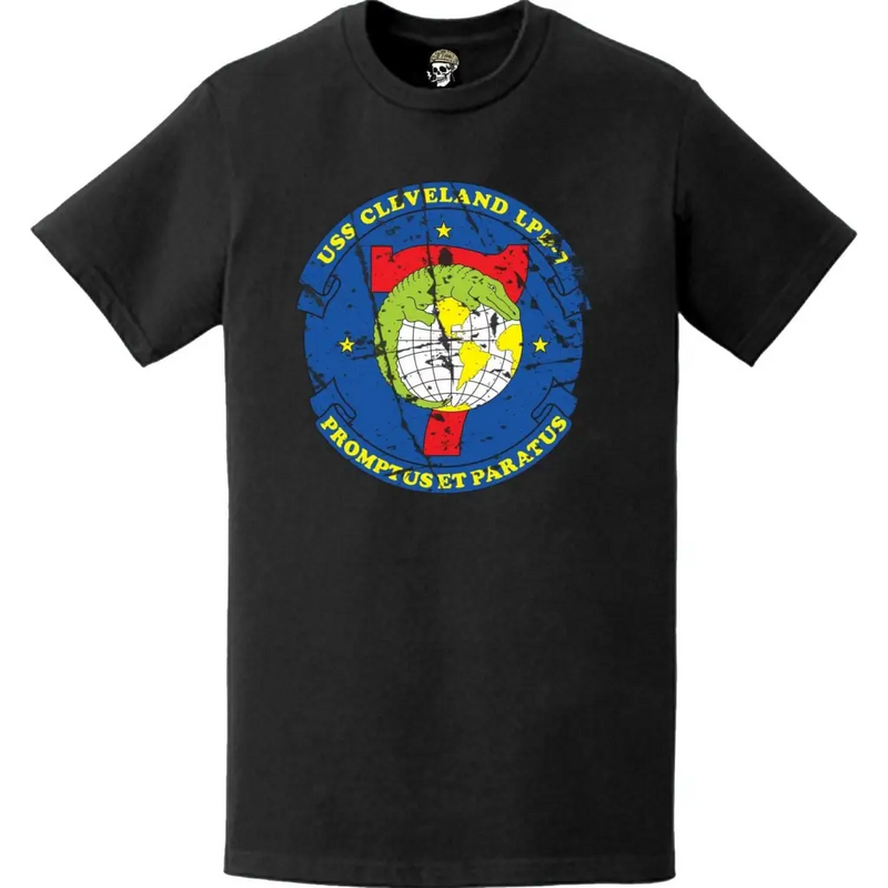 Distressed USS Cleveland (LPD-7) Ship's Crest Emblem T-Shirt