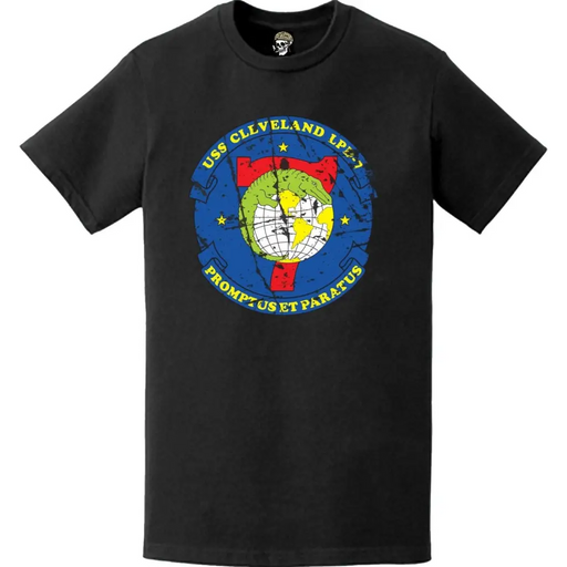 Distressed USS Cleveland (LPD-7) Ship's Crest Emblem T-Shirt Tactically Acquired   