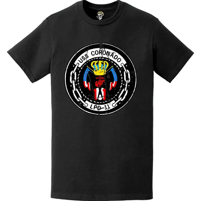 Distressed USS Coronado (LPD-11) Ship's Crest Emblem T-Shirt