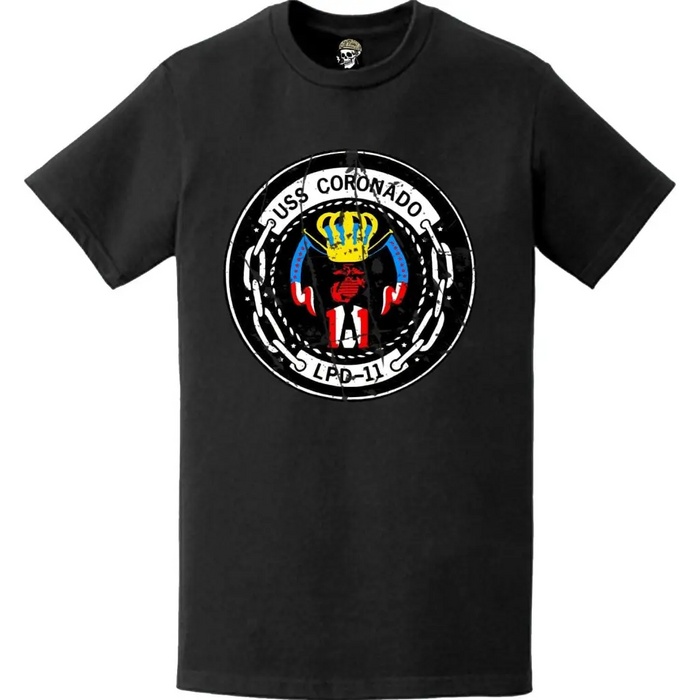 Distressed USS Coronado (LPD-11) Ship's Crest Emblem T-Shirt Tactically Acquired   