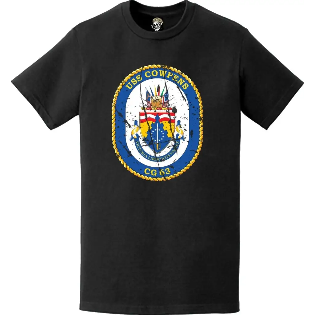 Distressed USS Cowpens (CG-63) Ship's Crest Logo T-Shirt Tactically Acquired   
