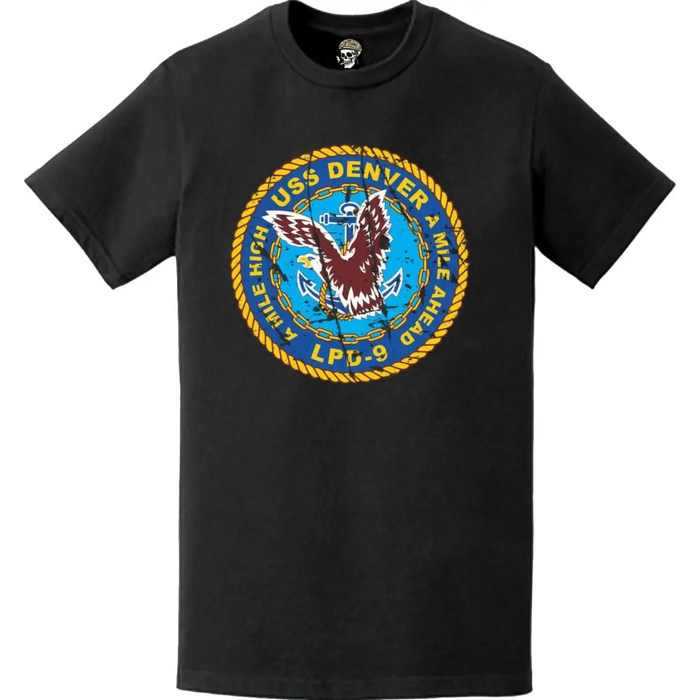 Distressed USS Denver (LPD-9) Ship's Crest Emblem T-Shirt Tactically Acquired   