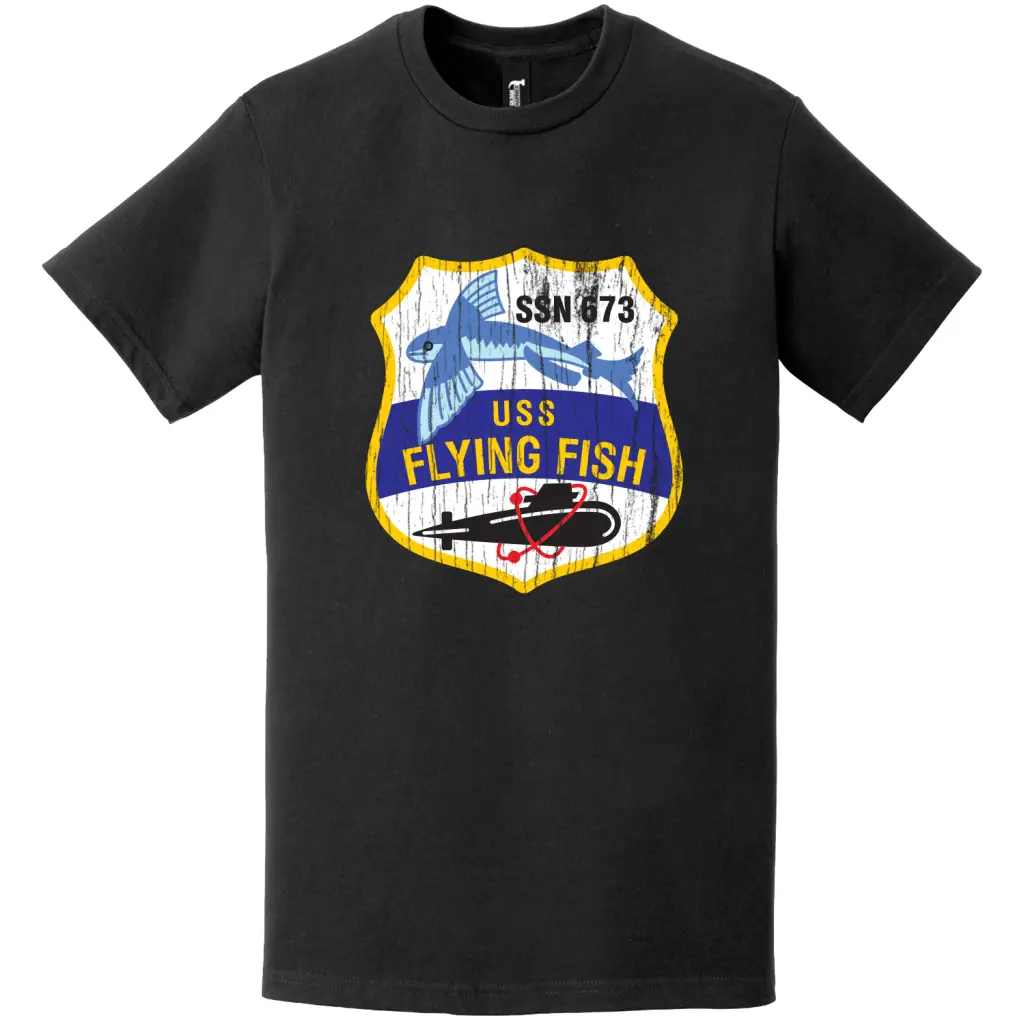 Distressed USS Flying Fish (SSN-673) Logo T-Shirt Tactically Acquired   