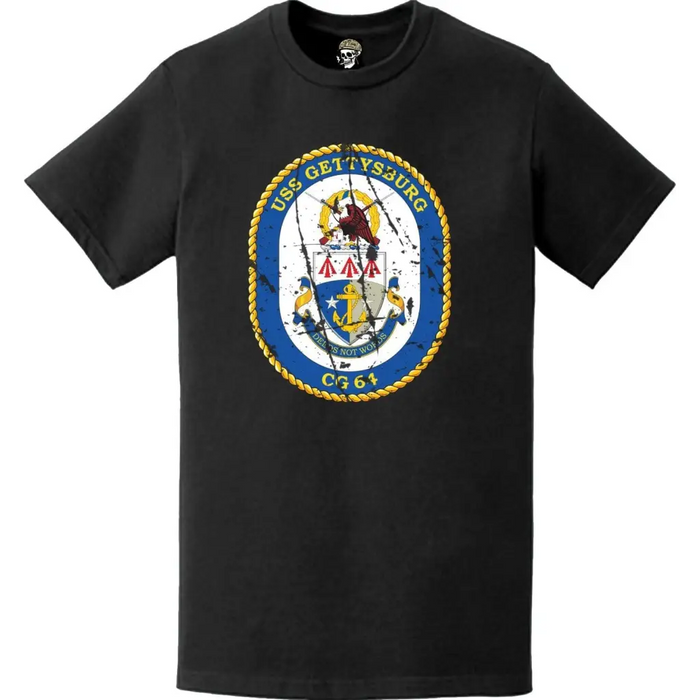 Distressed USS Gettysburg (CG-64) Ship's Crest Logo T-Shirt Tactically Acquired   