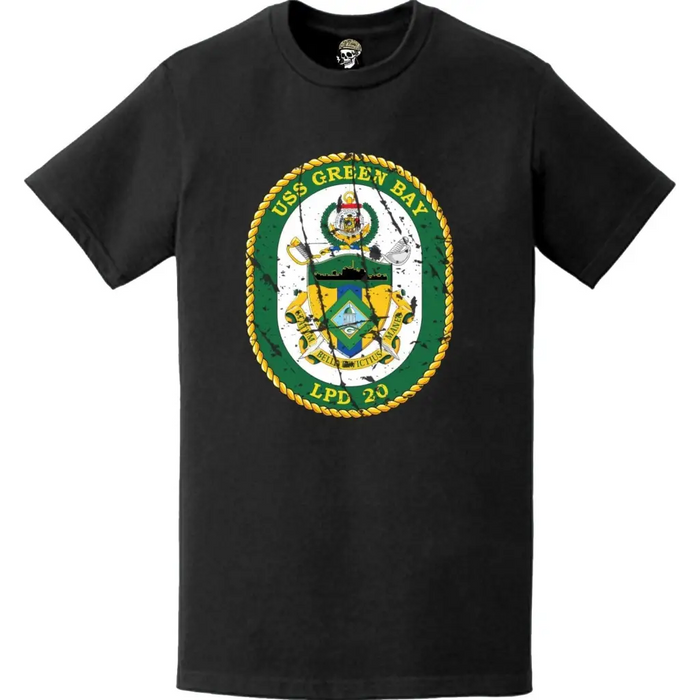 Distressed USS Green Bay (LPD-20) Ship's Crest Emblem T-Shirt Tactically Acquired   