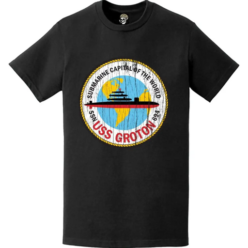 Distressed USS Groton (SSN-694) Logo T-Shirt Tactically Acquired   