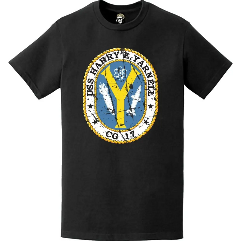 Distressed USS Harry E. Yarnell (CG-17) Ship's Crest Logo T-Shirt