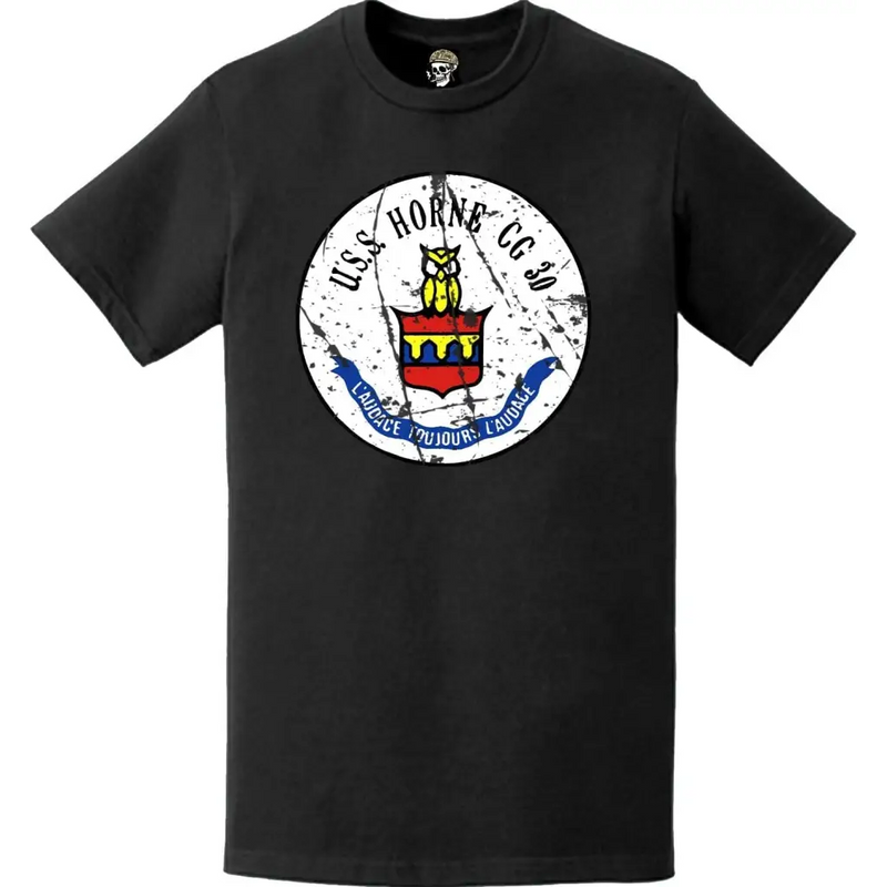 Distressed USS Horne (CG-30) Ship's Crest Logo T-Shirt