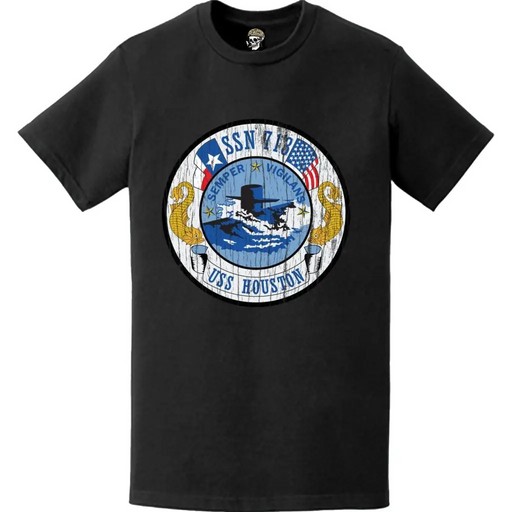 Distressed USS Houston (SSN-713) Logo T-Shirt Tactically Acquired   