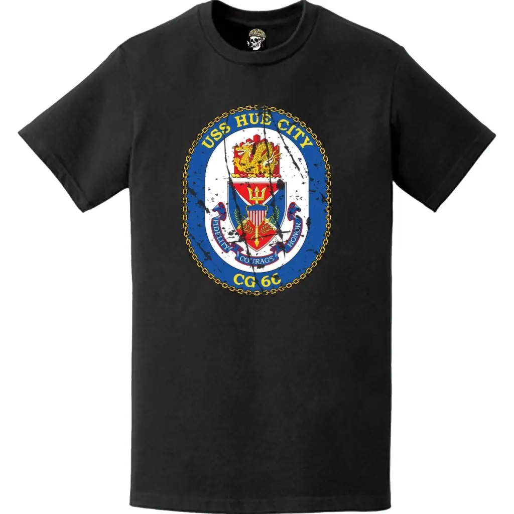 Distressed USS Hue City (CG-66) Ship's Crest Logo T-Shirt Tactically Acquired   