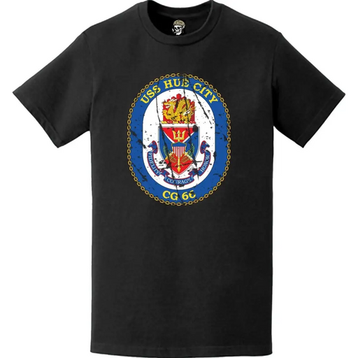 Distressed USS Hue City (CG-66) Ship's Crest Logo T-Shirt Tactically Acquired   