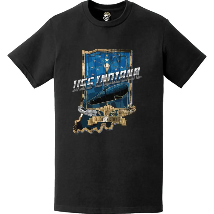 Distressed USS Indiana (SSN-789) Logo T-Shirt Tactically Acquired   
