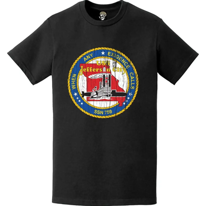 Distressed USS Jefferson City (SSN-759) Logo T-Shirt Tactically Acquired   