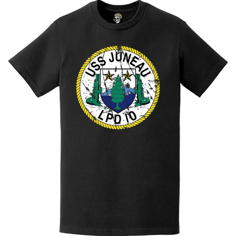 Distressed USS Juneau (LPD-10) Ship's Crest Emblem T-Shirt