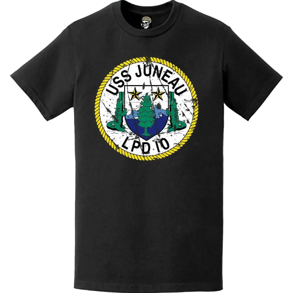 Distressed USS Juneau (LPD-10) Ship's Crest Emblem T-Shirt Tactically Acquired   