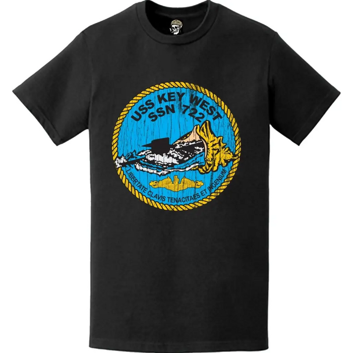 Distressed USS Key West (SSN-722) Logo T-Shirt Tactically Acquired   