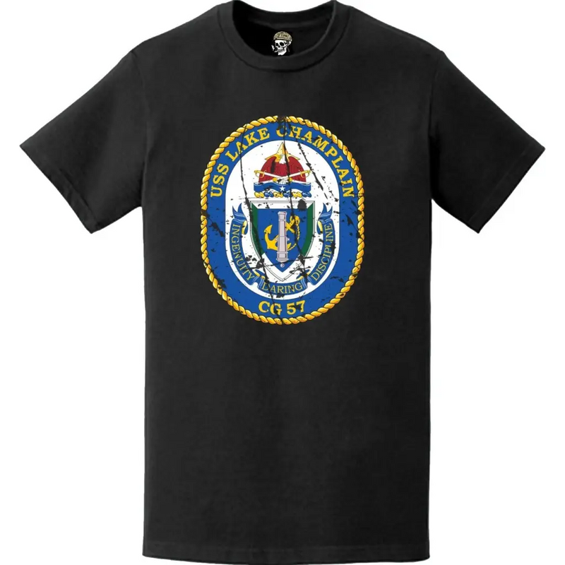 Distressed USS Lake Champlain (CG-57) Ship's Crest Logo T-Shirt