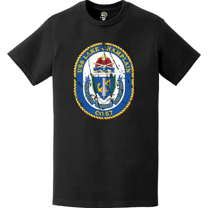 Distressed USS Lake Champlain (CG-57) Ship's Crest Logo T-Shirt Tactically Acquired   