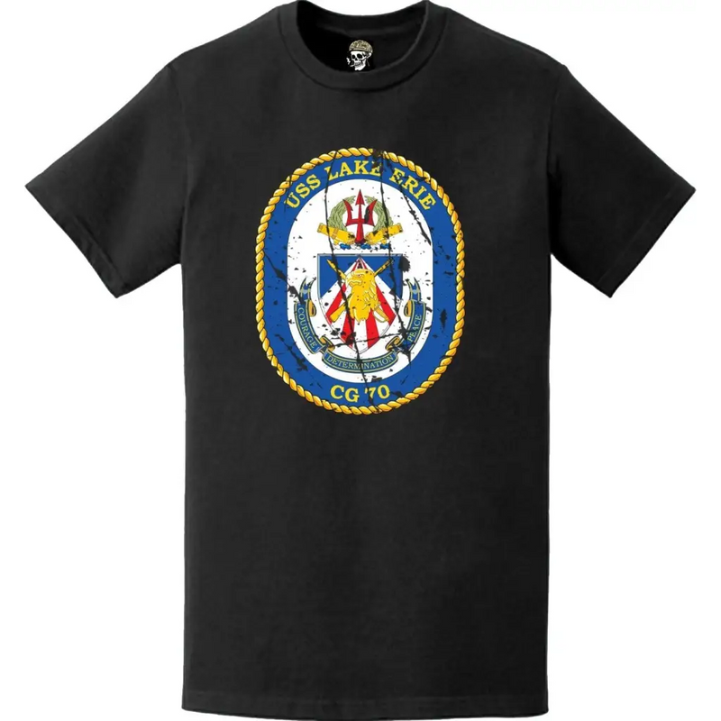 Distressed USS Lake Erie (CG-70) Ship's Crest Logo T-Shirt
