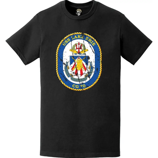Distressed USS Lake Erie (CG-70) Ship's Crest Logo T-Shirt Tactically Acquired   