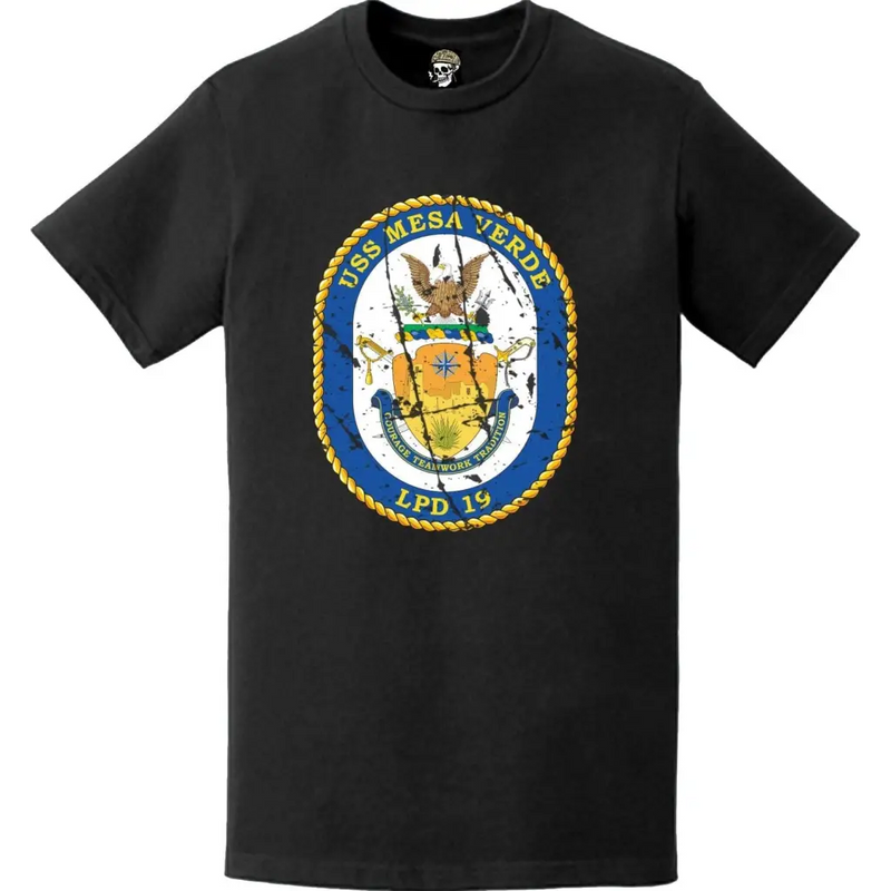 Distressed USS Mesa Verde (LPD-19) Ship's Crest Emblem T-Shirt