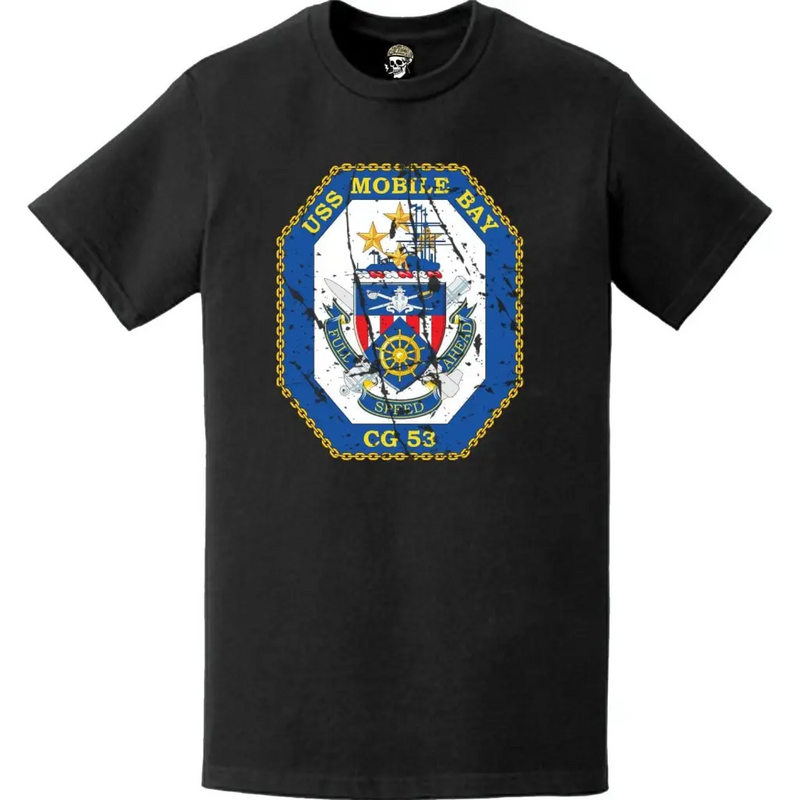 Distressed USS Mobile Bay (CG-53) Ship's Crest Logo T-Shirt