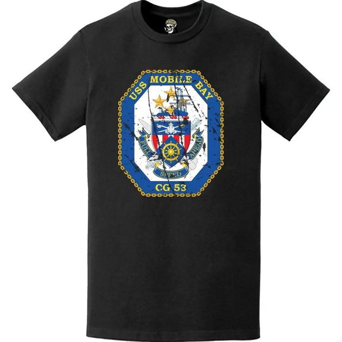 Distressed USS Mobile Bay (CG-53) Ship's Crest Logo T-Shirt Tactically Acquired   