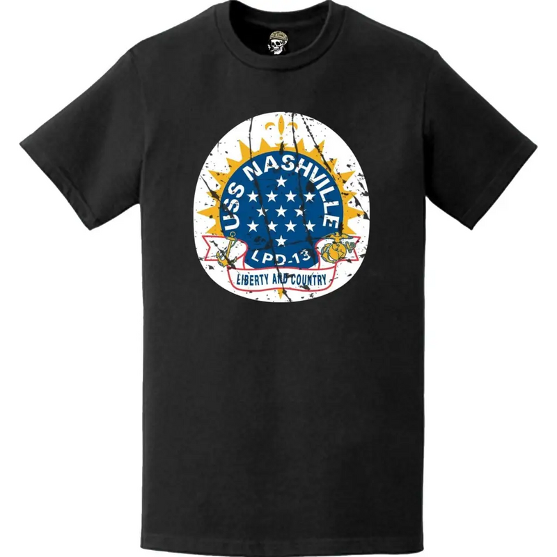 Distressed USS Nashville (LPD-13) Ship's Crest Emblem T-Shirt