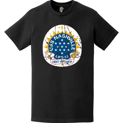 Distressed USS Nashville (LPD-13) Ship's Crest Emblem T-Shirt Tactically Acquired   