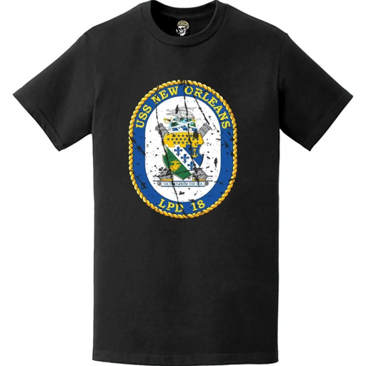 Distressed USS New Orleans (LPD-18) Ship's Crest Emblem T-Shirt Tactically Acquired   