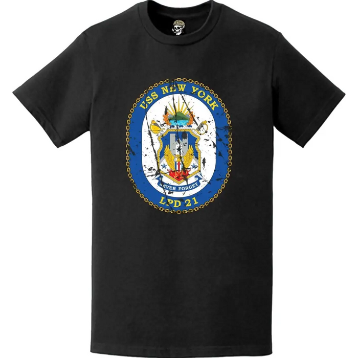 Distressed USS New York (LPD-21) Ship's Crest Emblem T-Shirt Tactically Acquired   