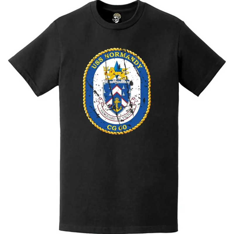 Distressed USS Normandy (CG-60) Ship's Crest Logo T-Shirt