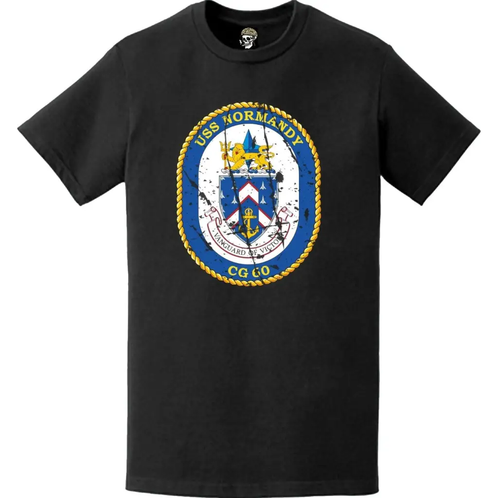Distressed USS Normandy (CG-60) Ship's Crest Logo T-Shirt Tactically Acquired   