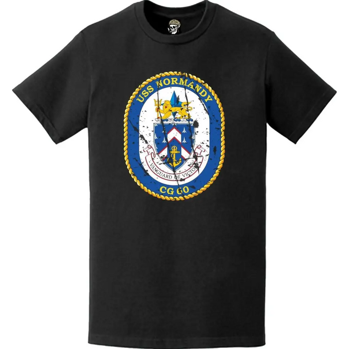 Distressed USS Normandy (CG-60) Ship's Crest Logo T-Shirt Tactically Acquired   