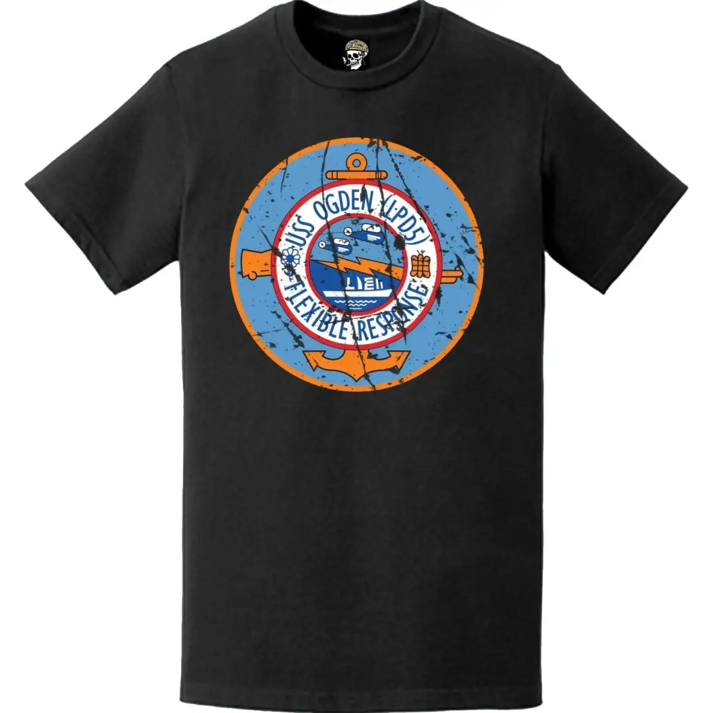 Distressed USS Ogden (LPD-5) Ship's Crest Emblem T-Shirt Tactically Acquired   