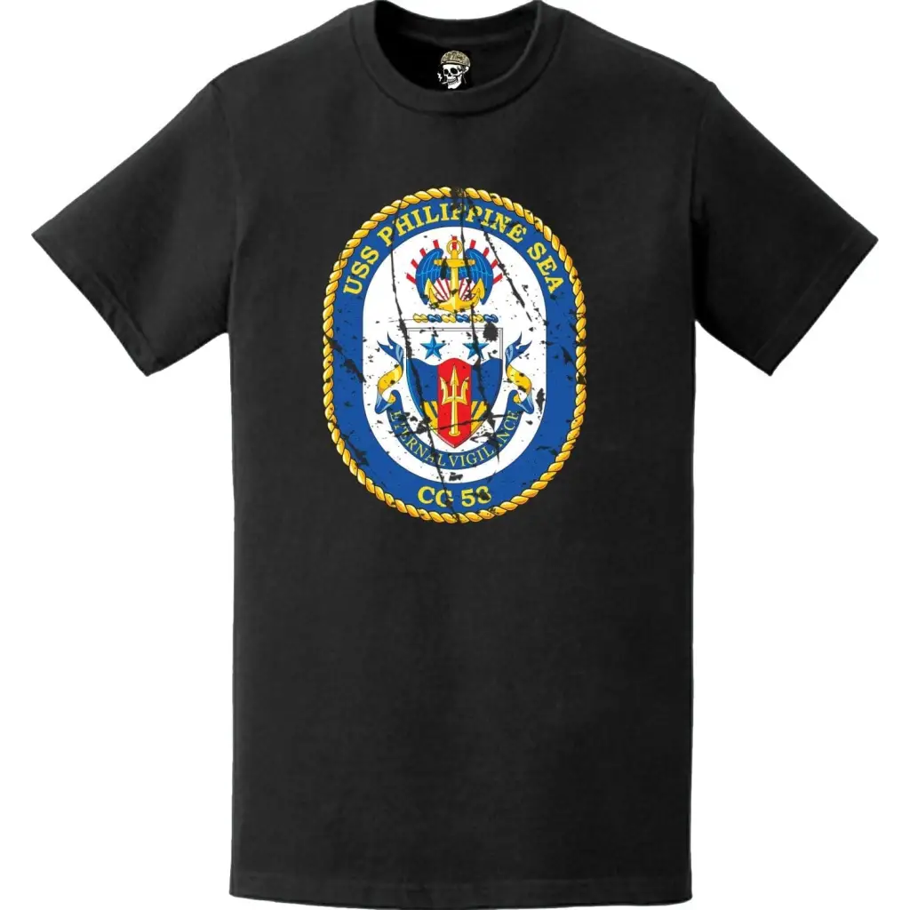 Distressed USS Philippine Sea (CG-58) Ship's Crest Logo T-Shirt Tactically Acquired   