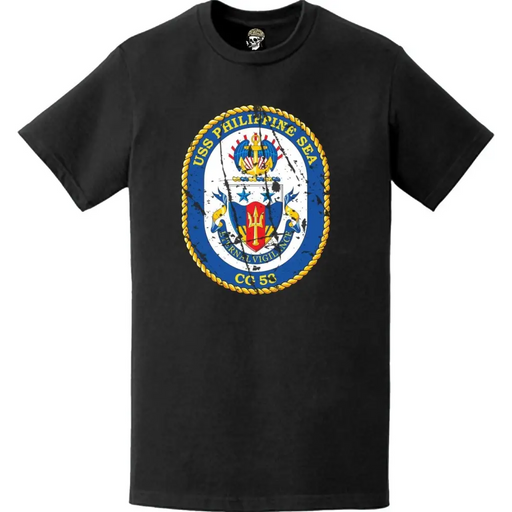 Distressed USS Philippine Sea (CG-58) Ship's Crest Logo T-Shirt Tactically Acquired   