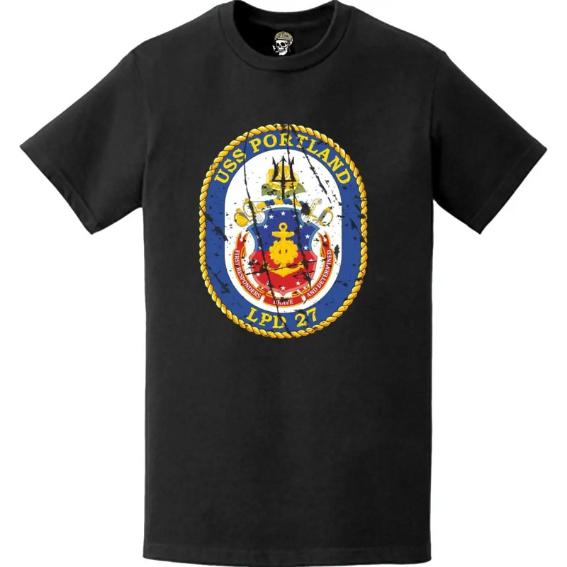 Distressed USS Portland (LPD-27) Ship's Crest Emblem T-Shirt
