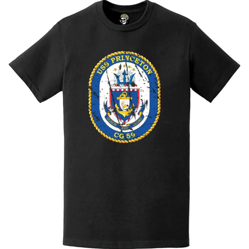 Distressed USS Princeton (CG-59) Ship's Crest Logo T-Shirt