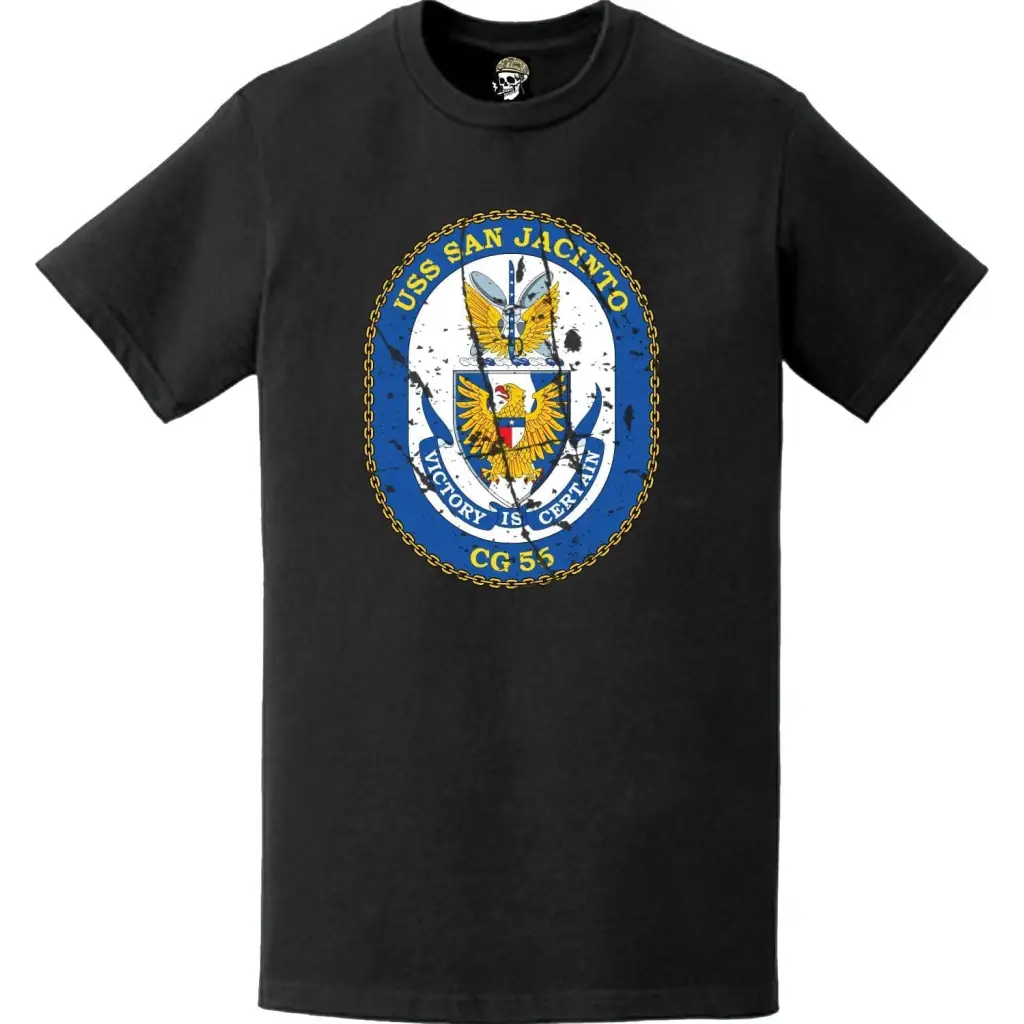 Distressed USS San Jacinto (CG-56) Ship's Crest Logo T-Shirt Tactically Acquired   