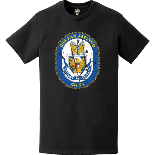 Distressed USS San Jacinto (CG-56) Ship's Crest Logo T-Shirt Tactically Acquired   