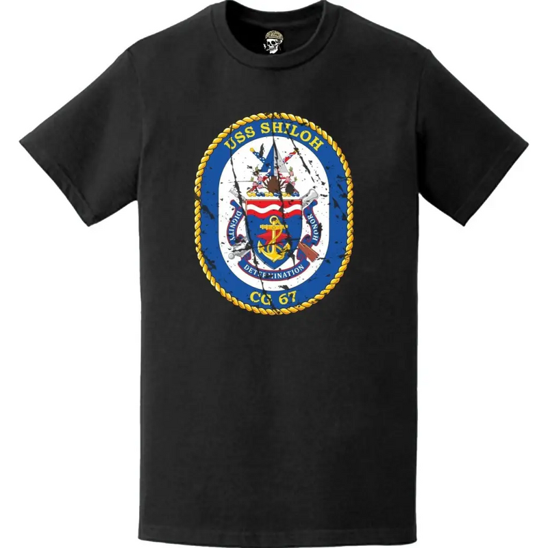 Distressed USS Shiloh (CG-67) Ship's Crest Logo T-Shirt