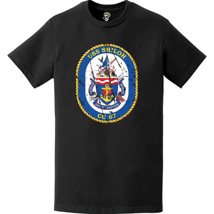 Distressed USS Shiloh (CG-67) Ship's Crest Logo T-Shirt Tactically Acquired   