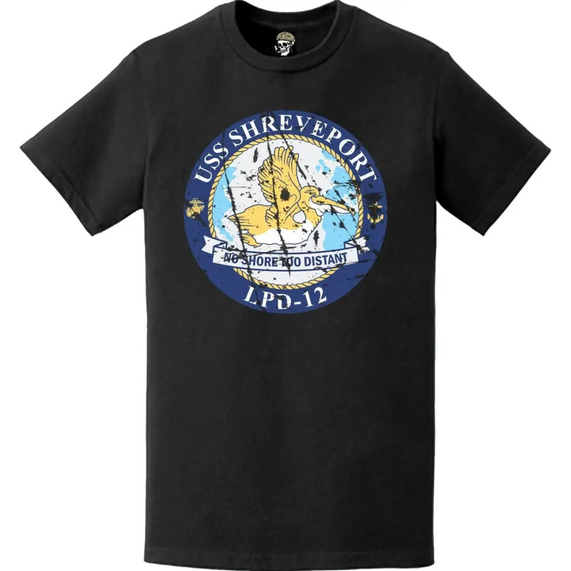Distressed USS Shreveport (LPD-12) Ship's Crest Emblem T-Shirt