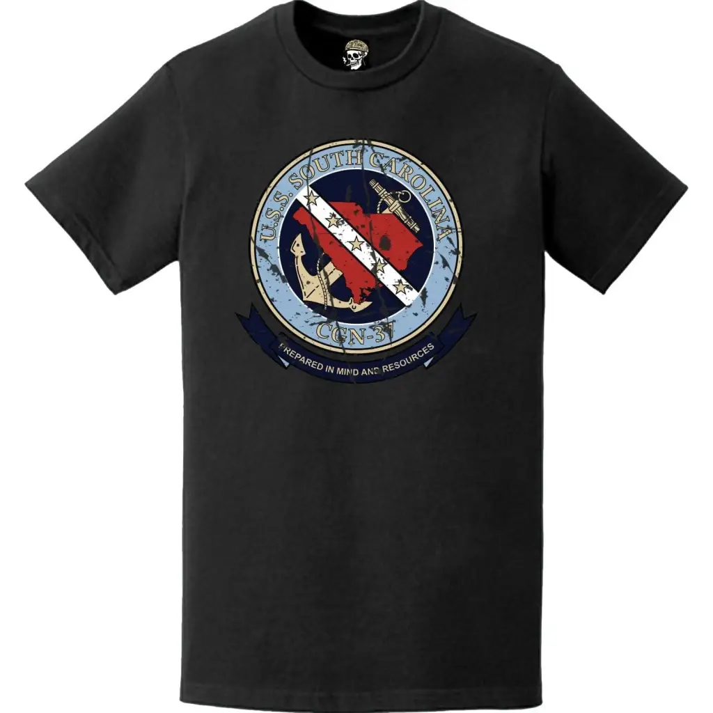 Distressed USS South Carolina (CGN-37) Ship's Crest Logo T-Shirt Tactically Acquired   